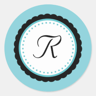 Colour Pop Aqua Monogram Initial Sticker