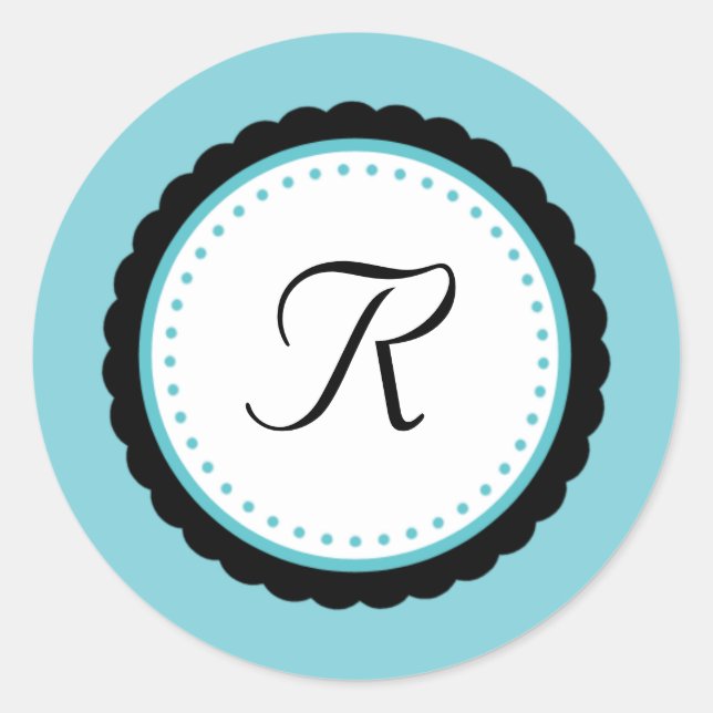 Colour Pop Aqua Monogram Initial Sticker (Front)