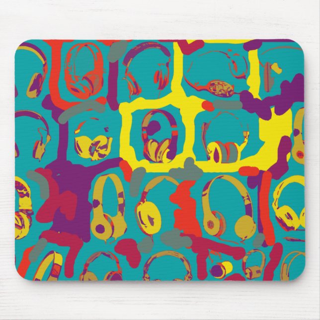colour pop art dj headphones mouse pad (Front)