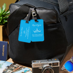 Colour Pop Blue Pageant Crown Custom Luggage Tags