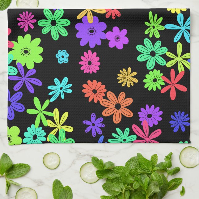 Colour Pop Cute Flowers Kitchen Towel (Folded)