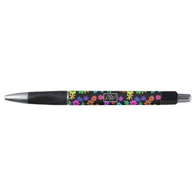 Colour Pop Cute Flowers Personalised Pen (Front)