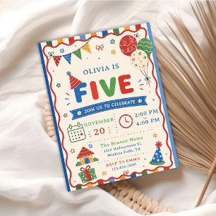 Colour Pop FIVE Birthday Party Invitation