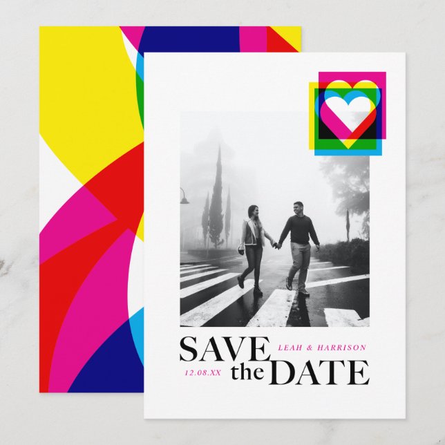 Colour Pop Flat Save The Date Card (Front/Back)