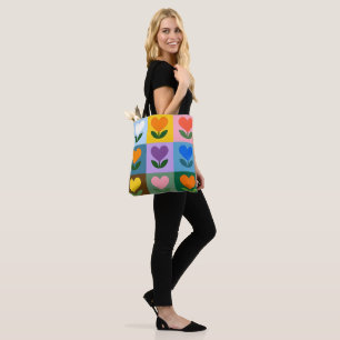 Colour Pop Floral Grid Tote Bag 