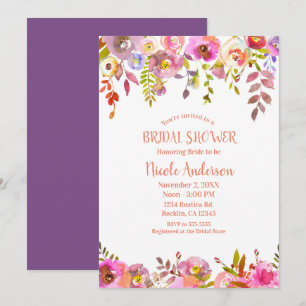 Colour Pop Orange Pink Spring Flower Bridal Shower Invitation