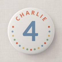 Colour Pop Party Big Birthday Age Badge with Name