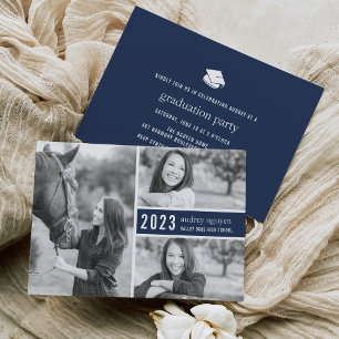 Colour Pop Photo Graduation Party Invite   Navy