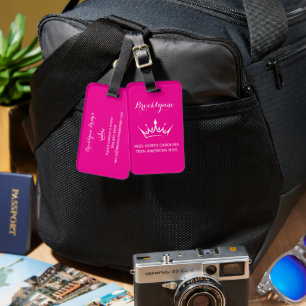 Colour Pop Pink Pageant Crown Custom Luggage Tags