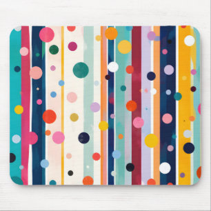 Colour Pop Polka Stripe Pattern Mouse Pad