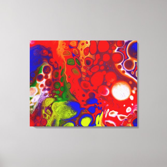 Colour Pop | Red Blue Fluid Art Canvas Print (Front)