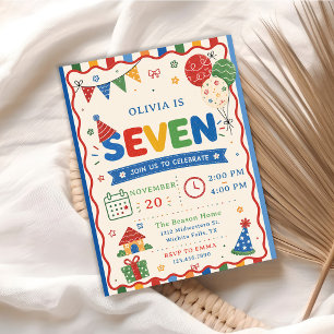 Colour Pop SEVEN Birthday Party Invitation