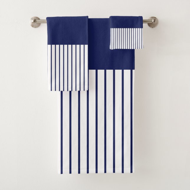 Colour Pop Stripes - Blue and White Bath Towel Set (Insitu)