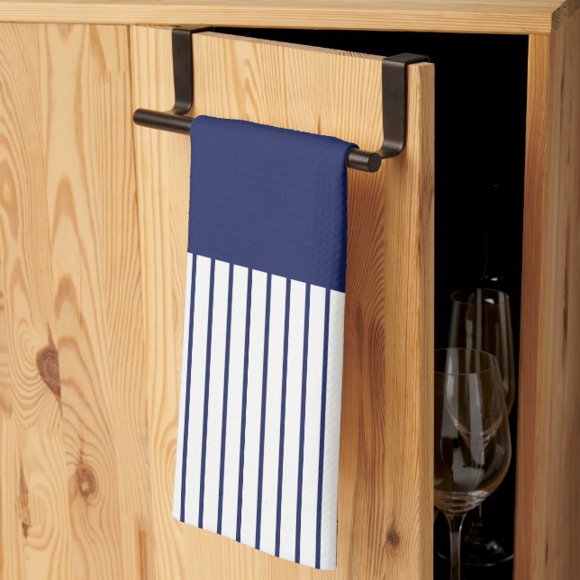 Colour Pop Stripes - Blue and White Tea Towel (Thirds Fold)