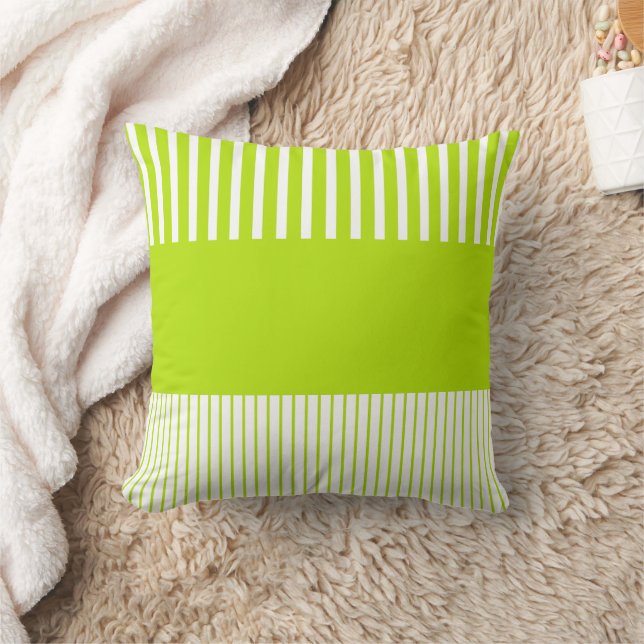 Colour Pop Stripes in Lime Green and White Cushion (Blanket)