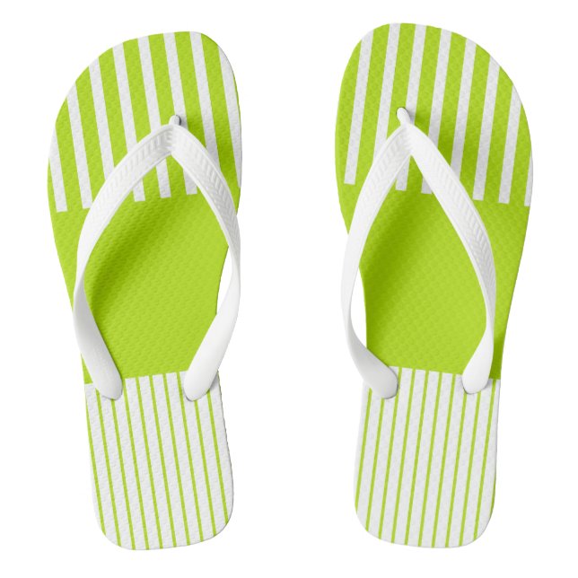 Colour Pop Stripes in Lime Green and White Jandals (Footbed)