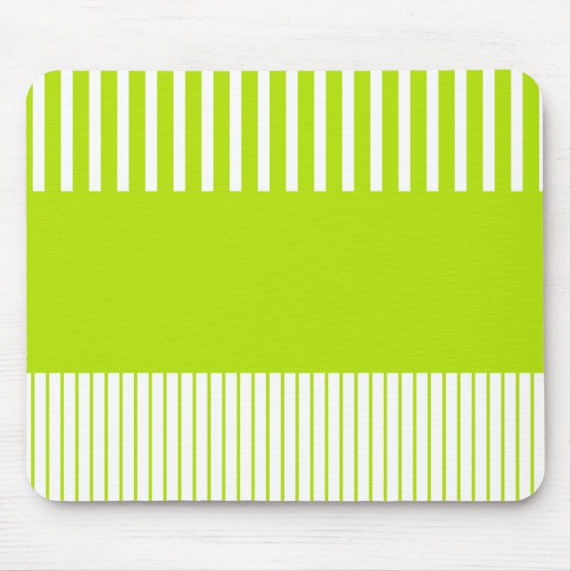 Colour Pop Stripes in Lime Green and White Mouse Pad (Front)