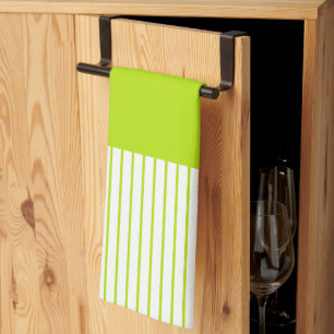 Colour Pop Stripes in Lime Green and White Tea Towel