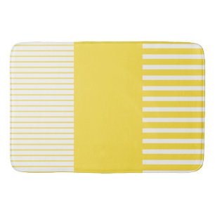 Colour Pop Stripes - Lemon Yellow and White Bath Mat