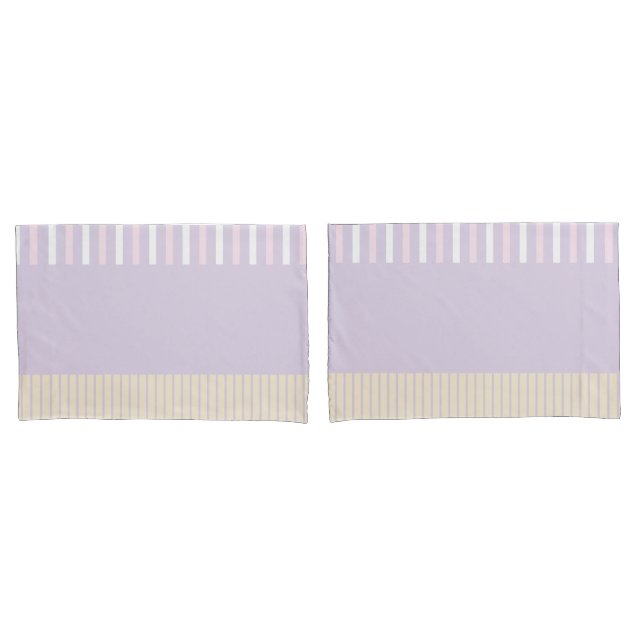 Colour Pop Stripes - Pastel Pink, Yellow & Purple Pillowcase (Front-Set)