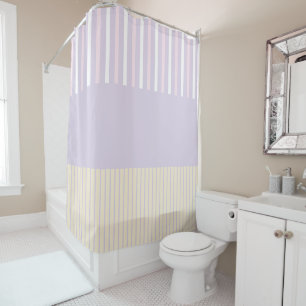 Colour Pop Stripes - Pastel Pink, Yellow & Purple Shower Curtain