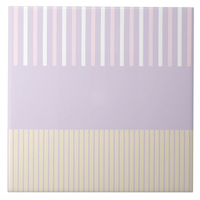 Colour Pop Stripes - Pastel Pink, Yellow & Purple Tile (Front)