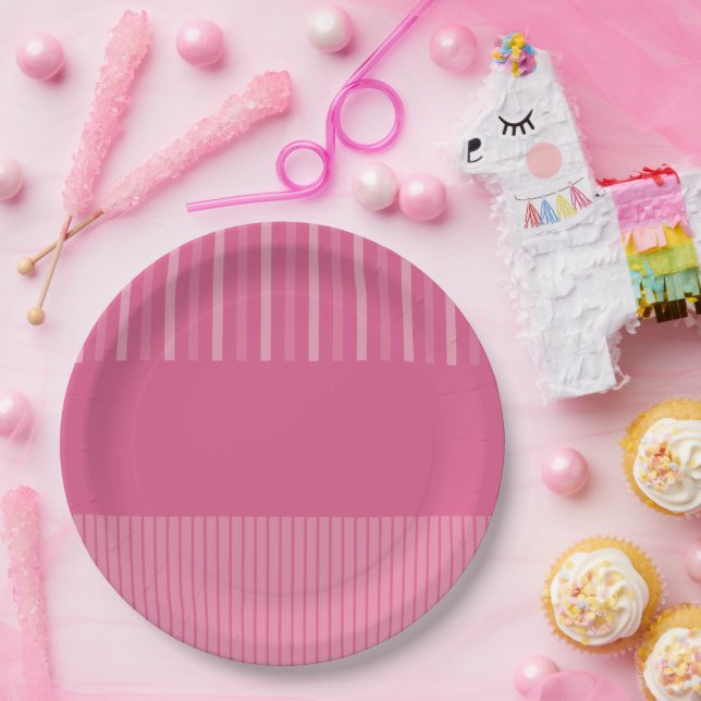 Colour Pop Stripes - Pink Paper Plate (Party)