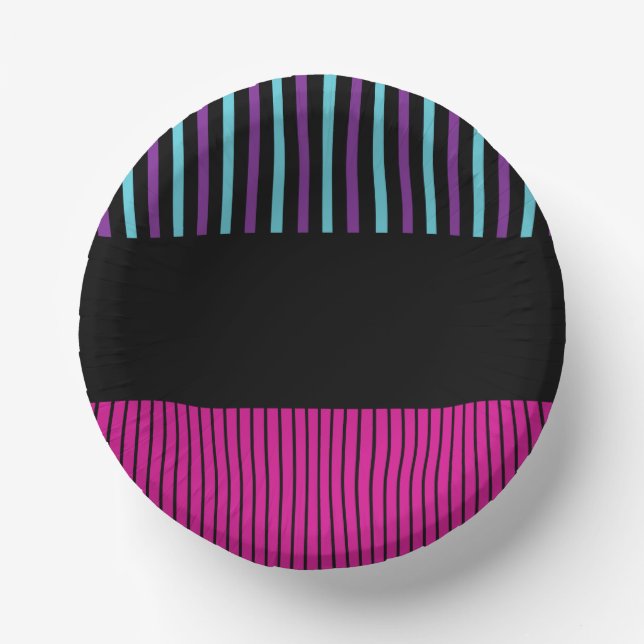 Colour Pop Stripes - Pink, Purple, Blue and Black Paper Plate (Front)