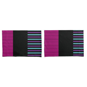 Colour Pop Stripes - Pink, Purple, Blue and Black Pillowcase