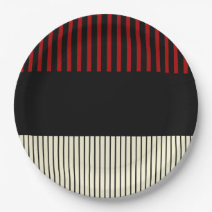 Colour Pop Stripes - Red & Cream Paper Plate
