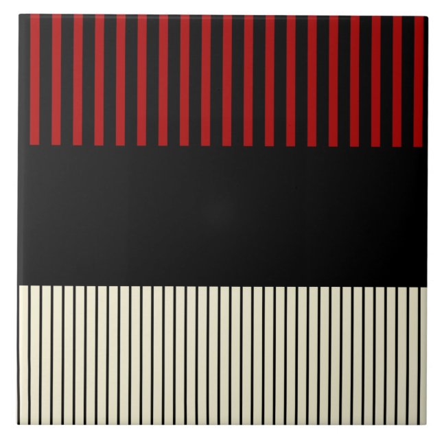 Colour Pop Stripes - Red & Cream Tile (Front)