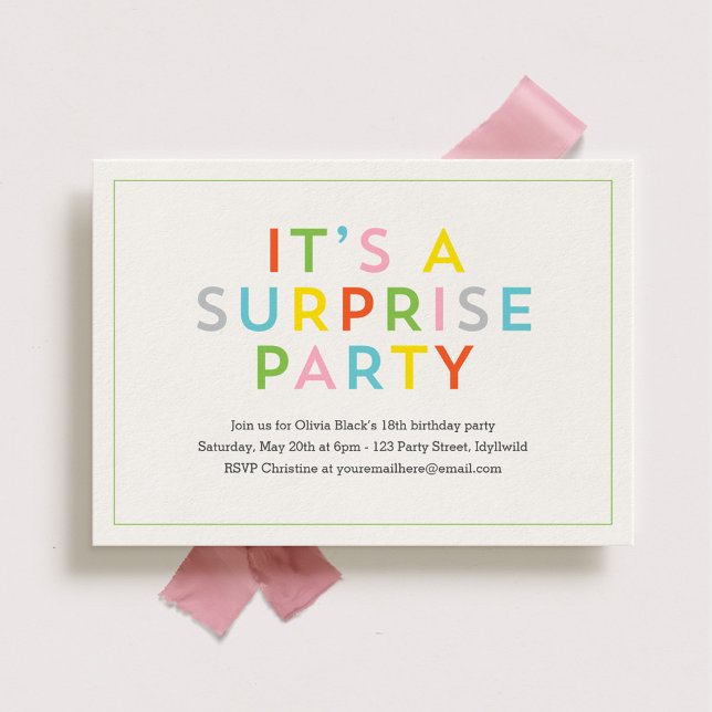 Colour Pop Surprise Birthday Party Invitation (Creator Uploaded)