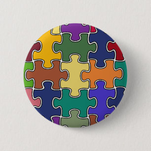 colour puzzle pieces 6 cm round badge