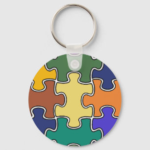 colour puzzle pieces key ring