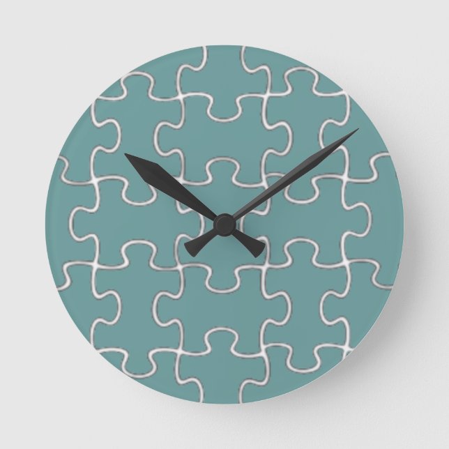 colour puzzle pieces round clock (Front)
