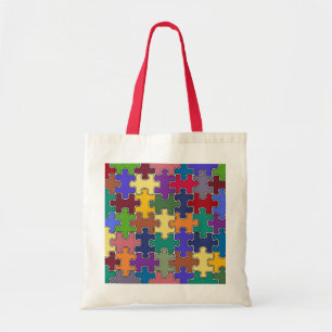 colour puzzle pieces tote bag