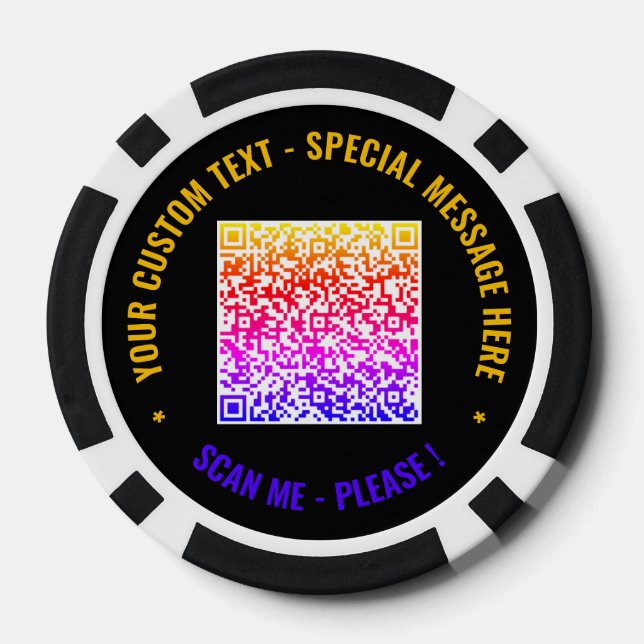 Colour QR Code Custom Text Poker Chips Your Colour (Back)