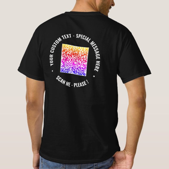 Colour QR Code Custom Text Your T-Shirt Template (Back)