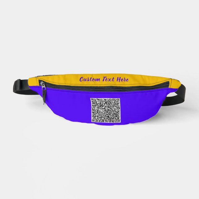 Colour QR Code Fanny Pack Example with Custom Text (Front)
