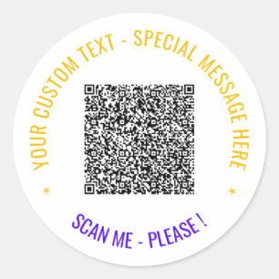 Colour QR Code Sticker Template with Custom Text