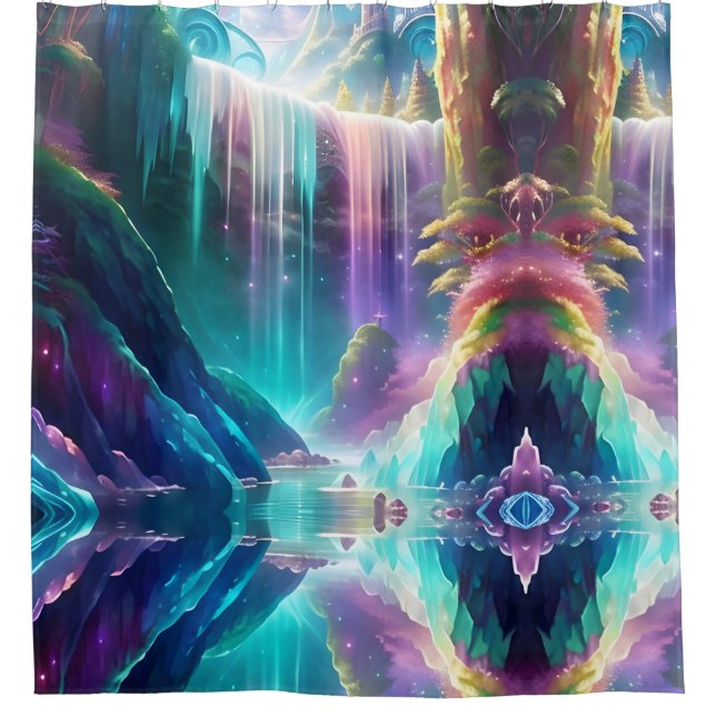 Colour Rainbow Ice Spectrum Waterfall Shower Curtain (Front)