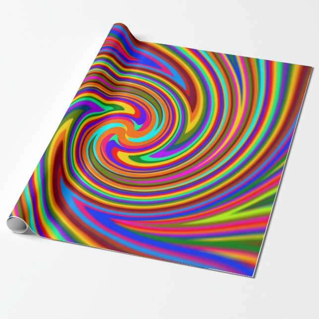 Colour Rays Rainbow Swirl Wrapping Paper (Unrolled)