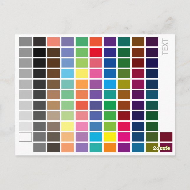 Colour Reference Chart Postcard (Back)