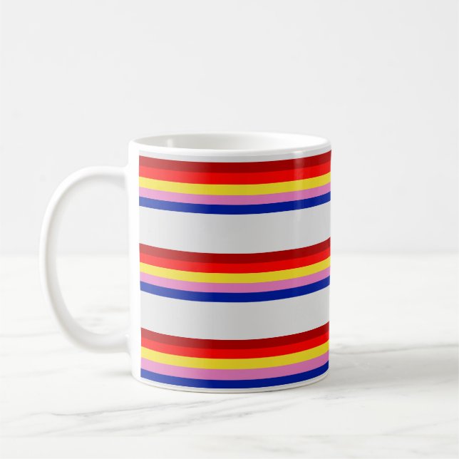 Colour Retro Stripes 80s Pattern Morning Breakfast Coffee Mug (Left)