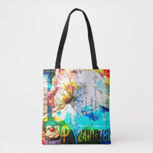 Colour Riot Retro Butterfly Collage Tote Bag