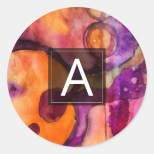 Colour Rising Abstract Watercolor Classic Round Sticker