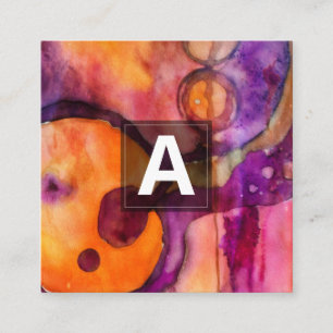 Colour Rising Abstract Watercolor Square Business Card