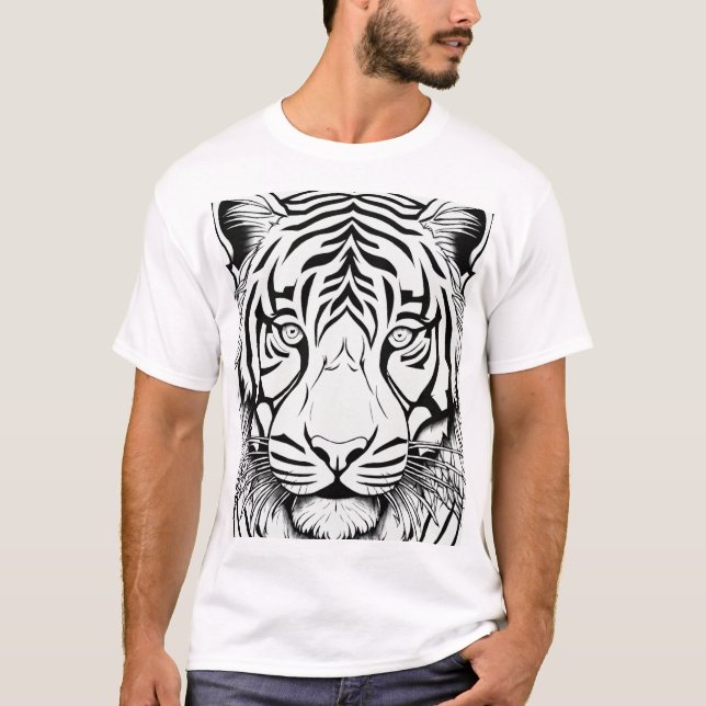 Colour & Roar: Kids' Tiger Colouring T-Shirt (Front)