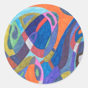 "Colour Rush" Abstract Classic Round Sticker