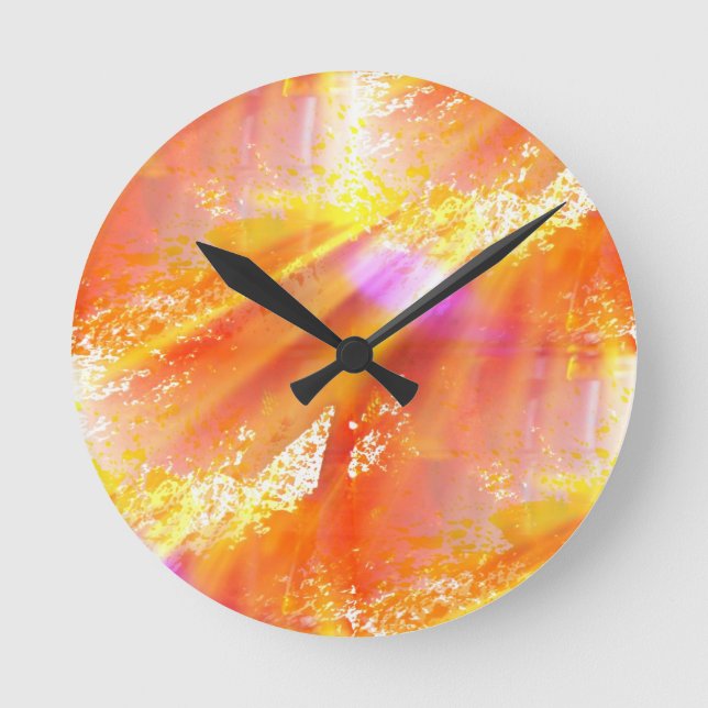colour seamless art background yellow, orange round clock (Front)